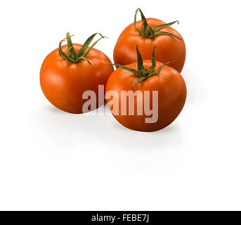 Pomodori grandi isolati su sfondo bianco Foto Stock
