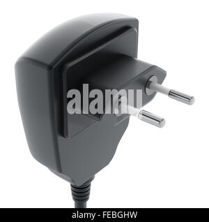 Black battery charger isolati su sfondo bianco Foto Stock