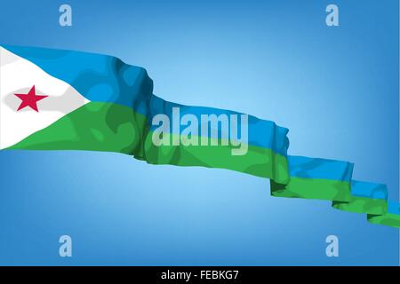 Bandiera nazionale di Gibuti Illustrazione Vettoriale