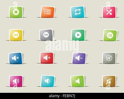 Media player icone Illustrazione Vettoriale