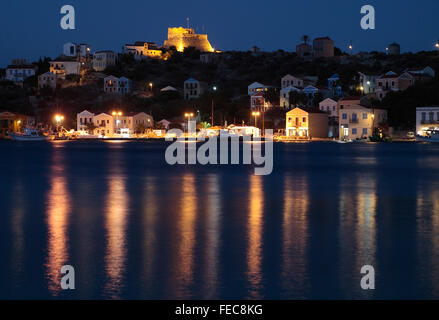 Isola di Kastellorizo di notte, Grecia Foto Stock