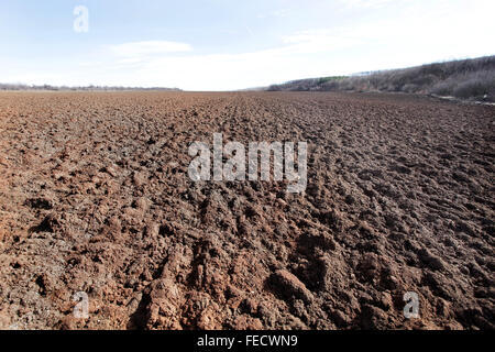 Campo Arato prima di piantare. Foto Stock