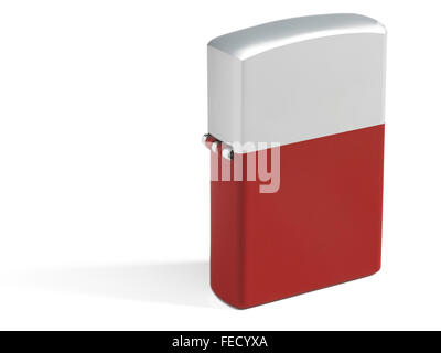 Red accendisigari isolato su bianco con parti metalliche. Foto Stock