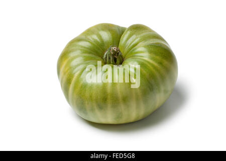 Bistecca di manzo verde pomodoro su sfondo bianco Foto Stock