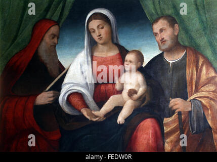 Francesco Bissolo: Sacra famiglia con San Girolamo Foto Stock