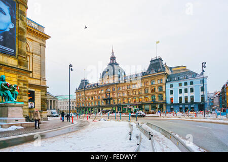 COPENHAGEN DANIMARCA - Gennaio 5, 2011: Street view su Magasin du Nord in inverno. Magasin du Nord è una catena danese di dipartimento Foto Stock