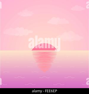 Paesaggio, sunrise sul mare Illustrazione Vettoriale