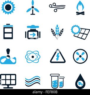 Carburante e la generazione di potenza delle icone Illustrazione Vettoriale