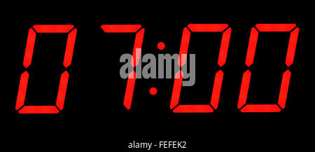 Alle sette del mattino. Isolato su sfondo nero Foto Stock