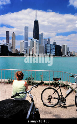 Di fronte al lago di Chicago Scenic in bicicletta 2 Foto Stock
