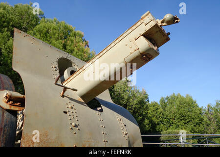 Difesa Vintage artiglieria, Schneider 155 CM 1917 pistola in La Bateria park, Torremolinos, Costa del Sol, Spagna. Foto Stock