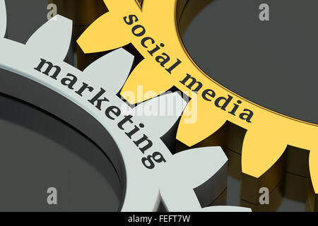 Il social media marketing isolato su sfondo nero Foto Stock