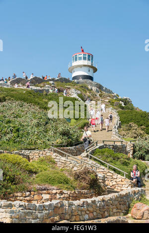 Passi per Cape Point Lighthouse, Capo di Buona Speranza, Cape Peninsula, città di Cape Town, Western Cape, Sud Africa Foto Stock