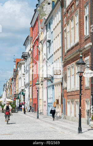 Case colorate d'epoca, Nyhavn, Copenaghen (Kobenhavn), Regno di Danimarca Foto Stock