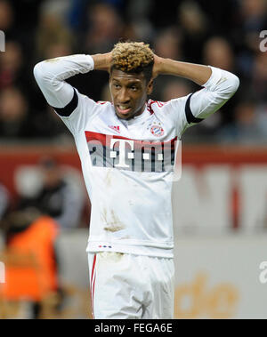 BayArena Leverkusen, Germania 6..2.2016, il calcio tedesco Bundesliga giornata 20 2015/16, Bayer 04 Leverkusen vs FC Bayern MŸnchen (Monaco di Baviera Munchen, Muenchen) -------- Kingsley Coman (Bayern) Foto Stock