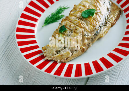 La grigliatura sgombro Balik ekmek piatto Foto Stock