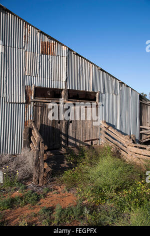 I resti del Zanci Homestead capannone taglio Lake Mungo Parco Nazionale del Nuovo Galles del Sud Australia Foto Stock