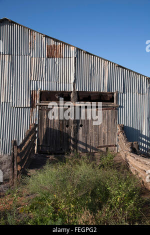 I resti del Zanci Homestead capannone taglio Lake Mungo Parco Nazionale del Nuovo Galles del Sud Australia Foto Stock