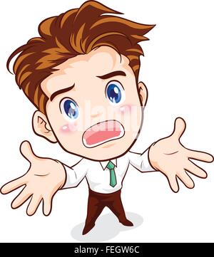 Personaggio dei fumetti.imprenditore che mostra il successo.imprenditore con successo segno a mano.Office uomo ignora azione di riscatto.business man vittoria di successo Illustrazione Vettoriale