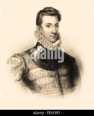 Sir Philip Sidney, 1554-1586, un poeta inglese, cortigiano, studioso e soldato Foto Stock