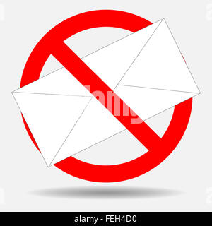 Divieto di spam lettera. Lettera mail, divieto di spam, e-mail e web, icona stop messaggio Nessuna busta. Vector arte astratta moda insoliti Foto Stock