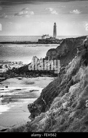 St Mary's Faro. Whitley Bay, Tyne and Wear, Inghilterra. Regno Unito GB Europa Foto Stock