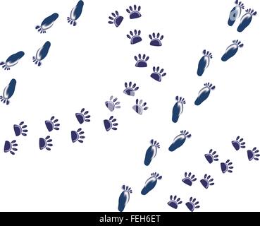 Set di ghiaccio astratta orme di uomo e cat. EPS10 illustrazione vettoriale Illustrazione Vettoriale