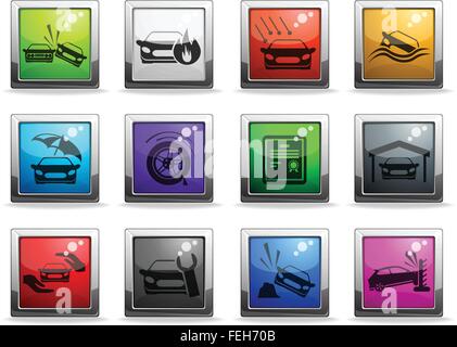 Assicurazione auto set di icone Illustrazione Vettoriale