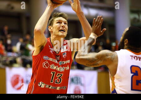 Clint Chapmen (jet), 7 febbraio 2016 - Basket : National Basketball League 'NBL' 2015-2016 tra getti di Chiba 70-69 HIROSHIMA libellule in città Yachiyo palestra, Chiba, Giappone. (Foto di AFLO SPORT) Foto Stock