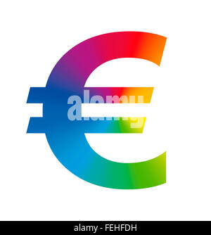 Simbolo Euro colorato european business - illustrazione su sfondo bianco. Foto Stock