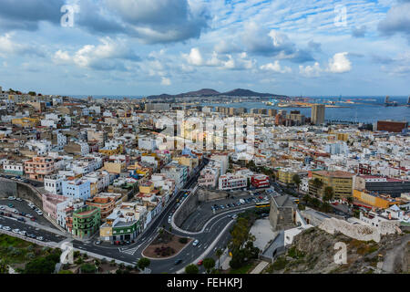 Vista panoramica di Las Palmas de Gran Canaria in un giorno nuvoloso Foto Stock