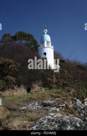 Faro in Portmeirion villaggio turistico in Gwynedd, il Galles del Nord. Foto Stock