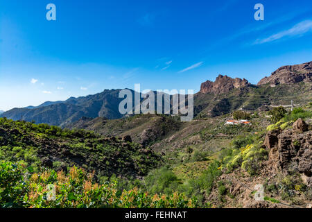 Spettacolare vista panoramica della valle di Fataga su Gran Canaria (Gran Canaria), Spagna Foto Stock