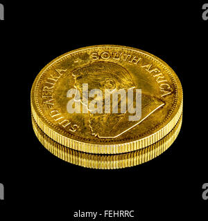 In prossimità di un vecchio golden Krugerrand moneta Foto Stock