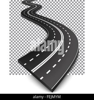 Strada curva con marcature bianche Illustrazione Vettoriale