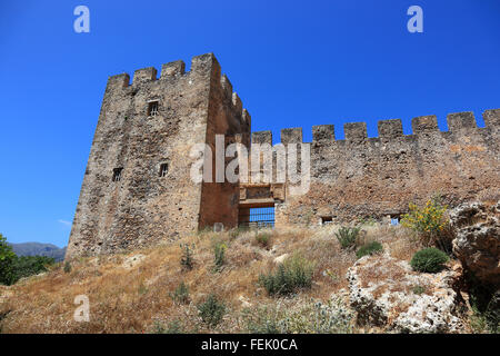Creta, fortezza Frangokastello sulla costa sud dell'isola mediterranea Foto Stock