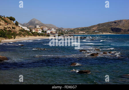 Creta, resort Plakias sulla costa sud dal Mar Libico Foto Stock
