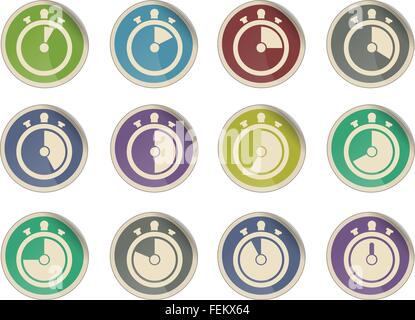 Timer raccolta di icone isolato su bianco Illustrazione Vettoriale