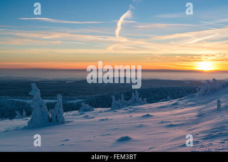 Paesaggio invernale a Brocken, Parco Nazionale di Harz, Germania Foto Stock