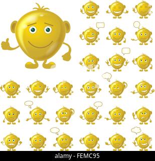 Golden smiley, impostare Illustrazione Vettoriale