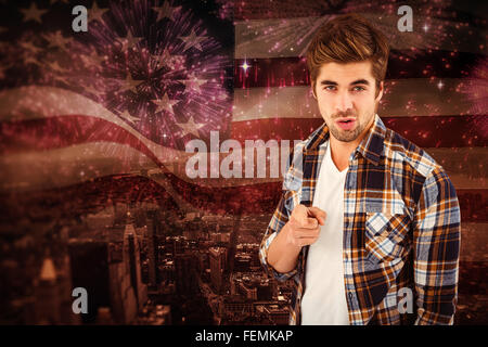 Immagine composita del ritratto di imprenditore rivolta mentre in piedi Foto Stock