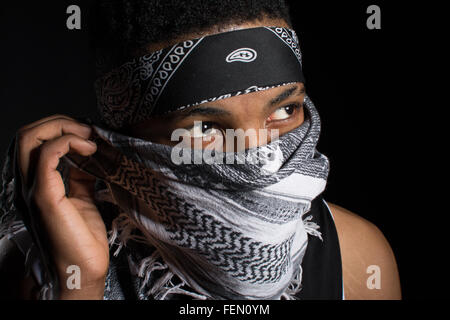 Ritratto di hip hop americano africano ballerino sfondo isolato Foto Stock