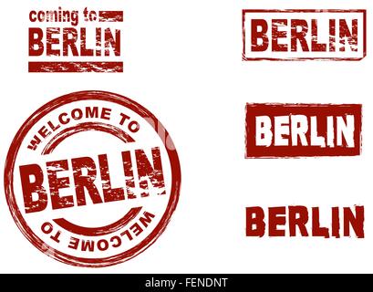 Set di inchiostro stilizzata timbri che mostra la città di Berlino Illustrazione Vettoriale