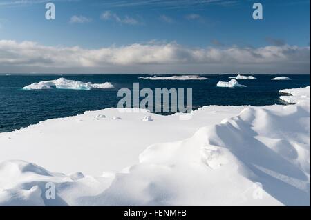 Vista in elevazione di iceberg nella baia di Disko, Groenlandia Foto Stock
