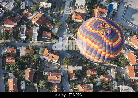 Vista aerea della mongolfiera, Cappadocia, Anatolia,Turchia Foto Stock