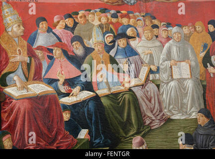 Trionfo di San Tommaso d Aquino,1475. Chierici tra del papa Sisto IV) (1414-1484). Da Benozzo Gozzoli (1420-1497). Foto Stock