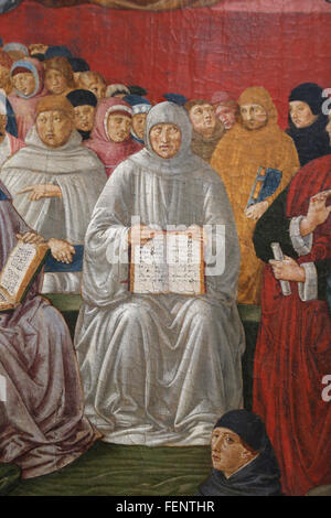 Trionfo di San Tommaso d Aquino, 1475. Gruppo di ecclesiastici, del XV secolo. Da Benozzo Gozzoli (1420-1497). Foto Stock