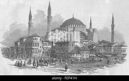 ISTANBUL Hagia Sophia La moschea di Santa Sofia 1853. Illustrated London News Foto Stock