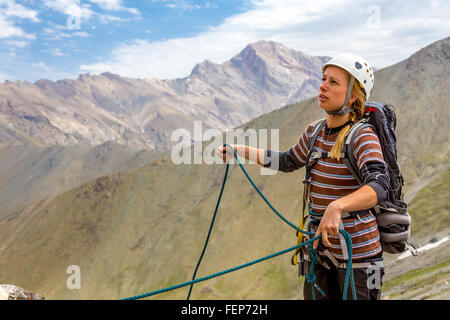 Ritratto di donna rocciatore Foto Stock