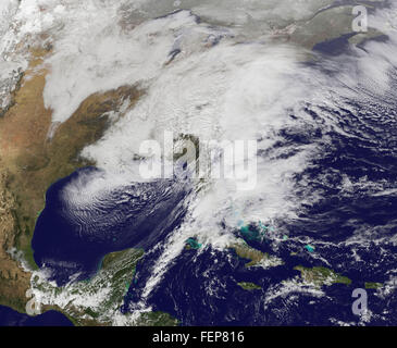 Immagine satellitare della tempesta di neve Jonas, 23 Gennaio 2016 Foto Stock